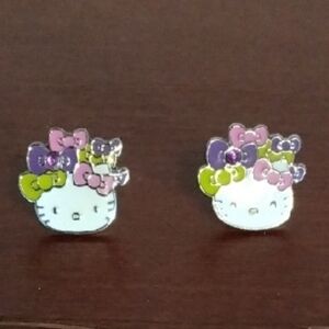Hello Kitty Pink and Green Kids Earrings
